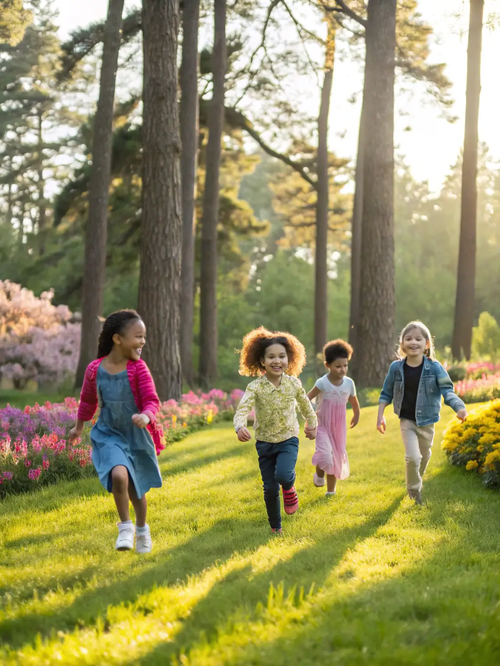 A photograph of children interacting with an art installation during a school visit to Domaine de Beaulieu, showcasing the educational aspect of the program.